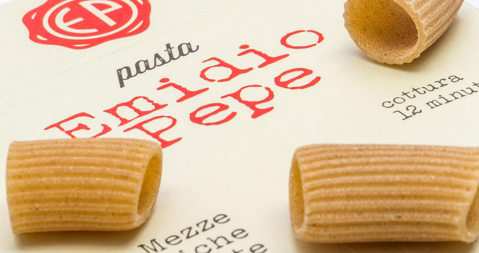 Emidio Pepe estate pasta displayed on its original packaging